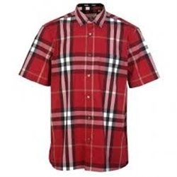 Burberry Men's  Exploded Check Short-Sleeve Shirt Red