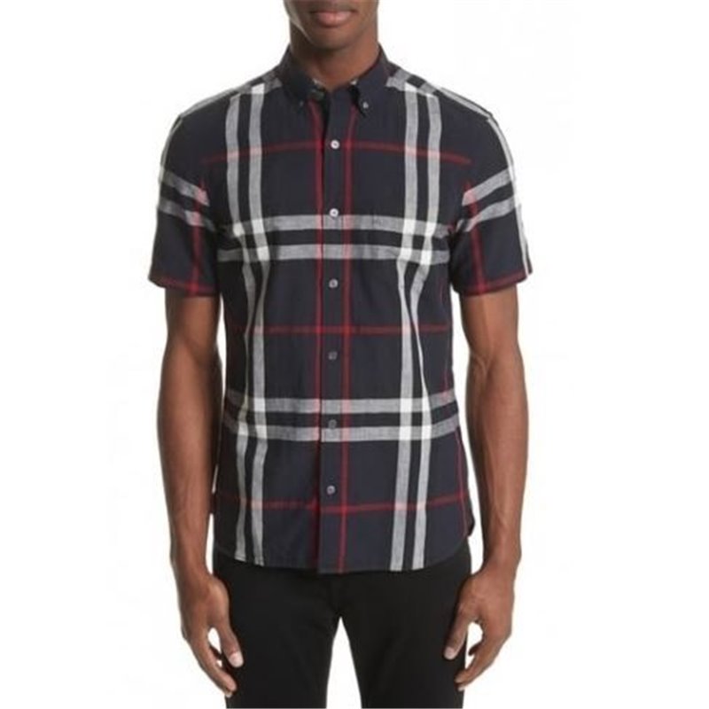 Burberry Men's Brit Check Short-Sleeve Shirt Black