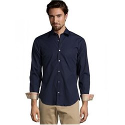 Burberry Britt Men's Long Sleeve  Check Inner Collar Navy