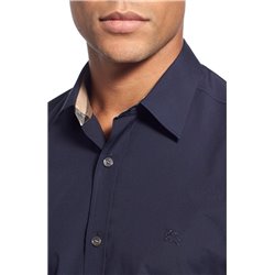 Burberry London Men's Long Sleeve  Check  Navy Final Sale