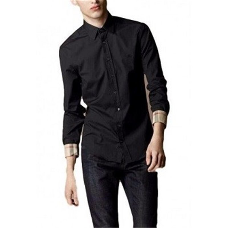 Burberry London Men's  Long Sleeve  Check Inner Collar  Black