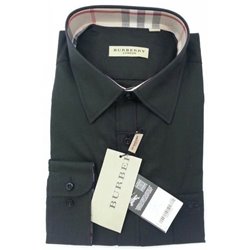 Burberry London Men's  Long Sleeve Check Black Final Sale