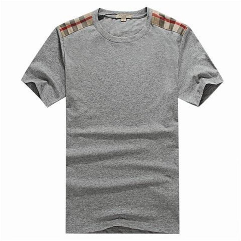 Burberry Men's Gray Crew Neck  Check Graphic Cotton T-Shirt