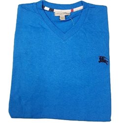 Burberry Brit Men's Lindon Cotton V-Neck Tee in Chalk Blue