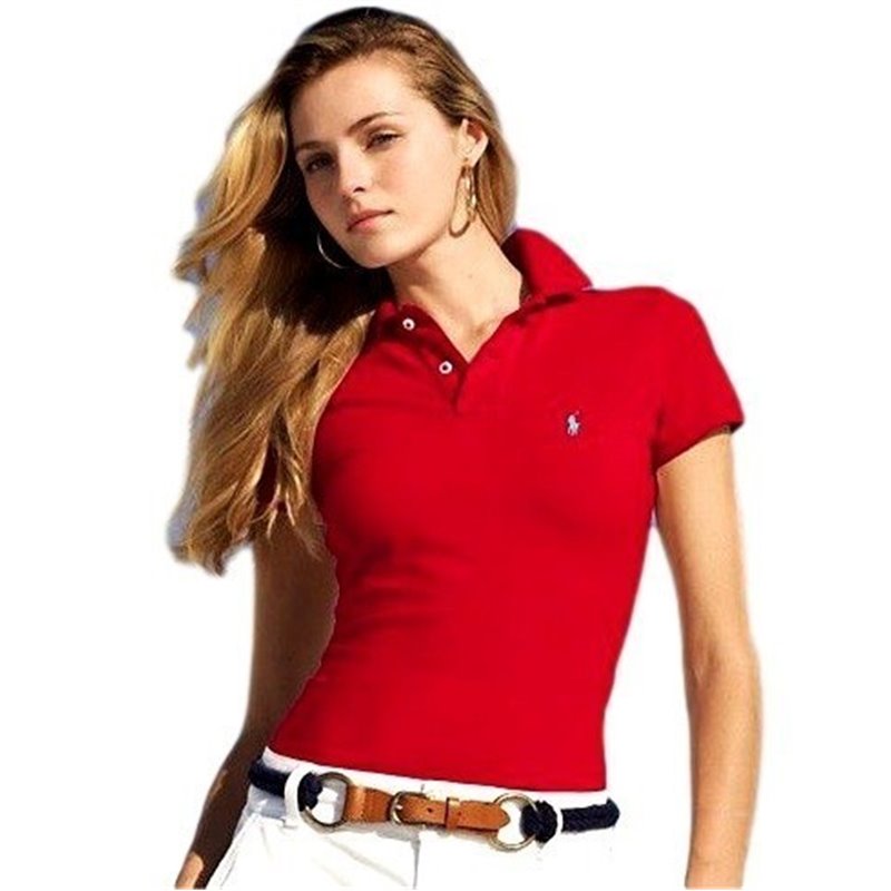 Ralph Lauren Women's Skinny Fit Cotton Mesh Polo ShirtRed
