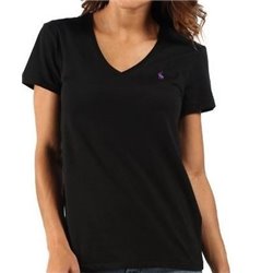 Polo Ralph Lauren Women's V Neck T Shirts Black