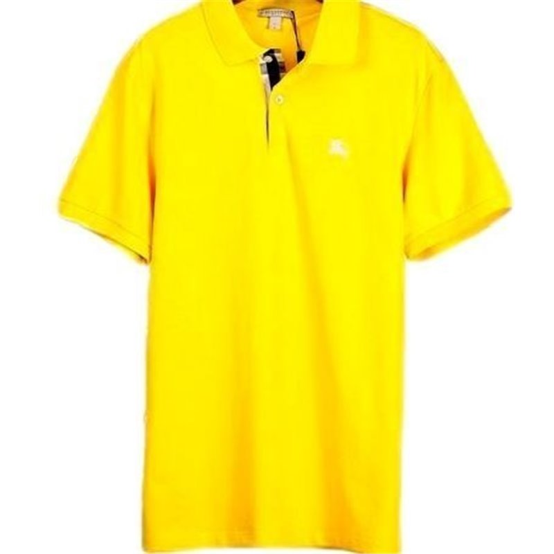 Burberry Men's Placket Piqué Cotton Polo Shirt Yellow