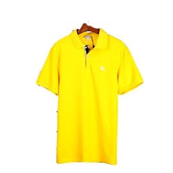 Burberry Men's Placket Piqué Cotton Polo Shirt Yellow