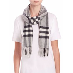 Burberry Exploded Giant Check Cashmere Scarf-Gray