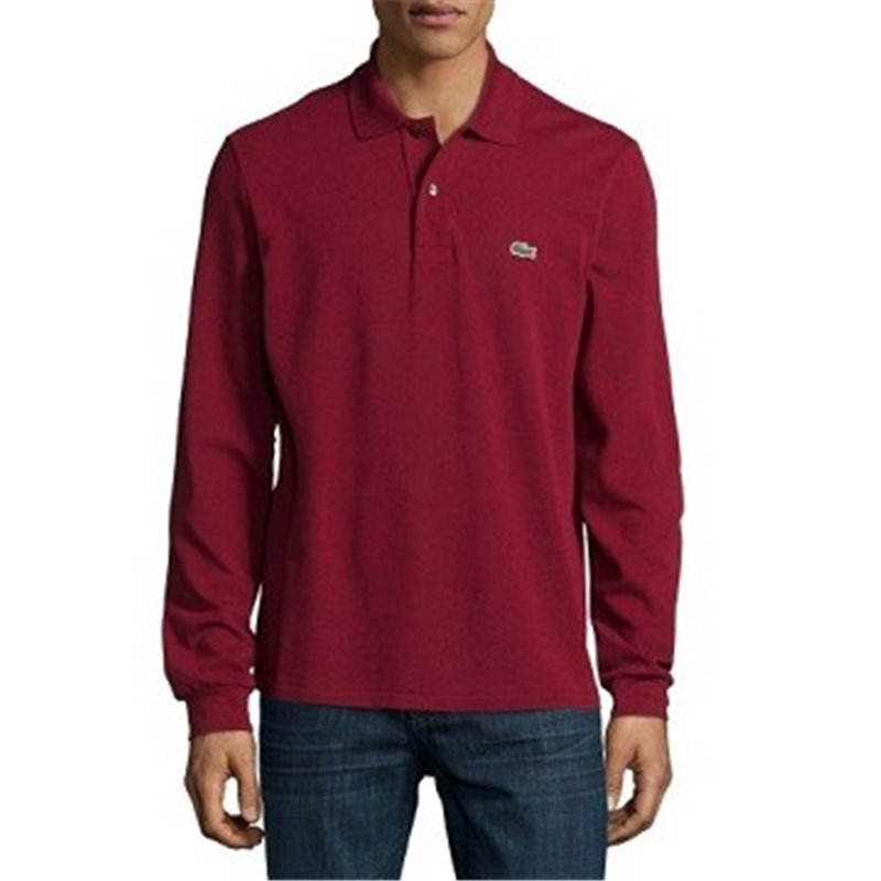 Lacoste Long Sleeve Pique Polo Shirt Burgundy